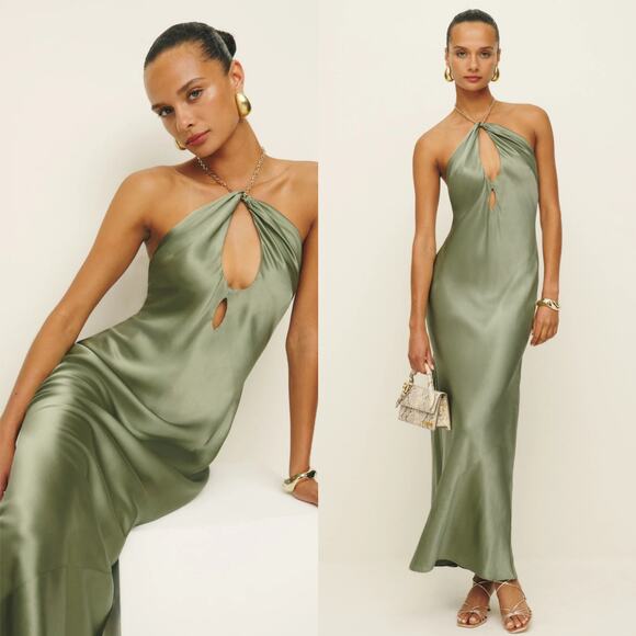 Reformation Dresses & Skirts - Reformation Yesenia Silk Dress Artichoke